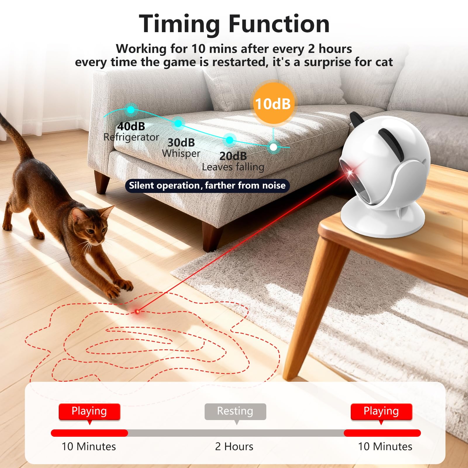 Saolife láser, punto rojo estable para mantener el interés del gato durante el juego.