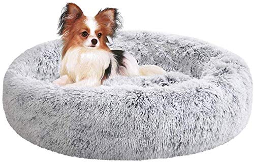 Cama dona acolchada SAVFOX para perro grande, soporte de cuello y reposo cálido.