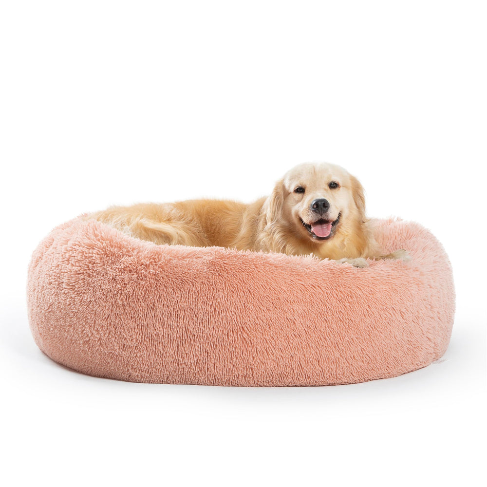 SAVFOX cama dona para perros con pelaje sintético suave, descanso cómodo.