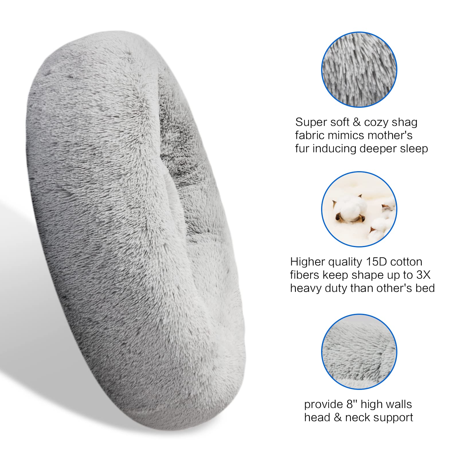 Cama donut SAVFOX aro elevado que brinda calidez y refugio.
