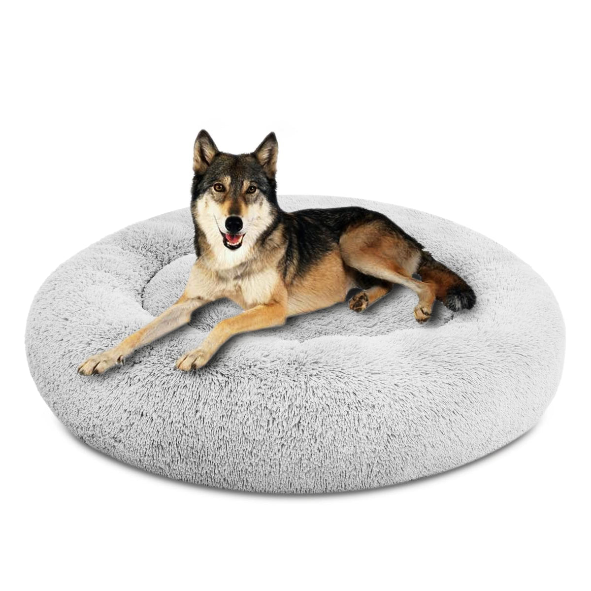 Cama donut SAVFOX con exterior peluche, ideal para dormir tranquilo.