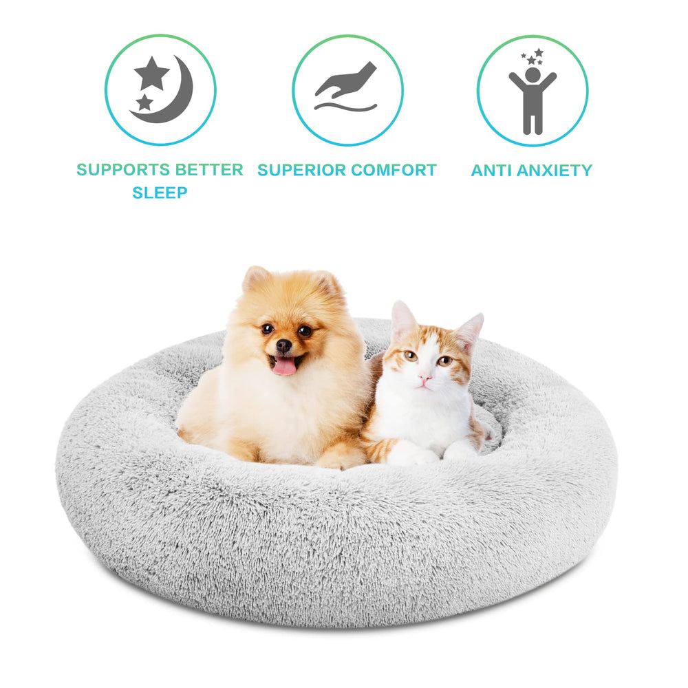 Cama donut SAVFOX con interior suave y bordes elevados para mayor seguridad.