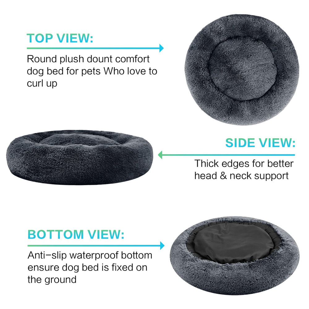 SAVFOX cama donut plush lavado a máquina, enfoque lateral; limpieza fácil y rápida.