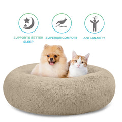 Exterior de felpa suave SAVFOX, cama donut para perros medianos, muy acogedora.