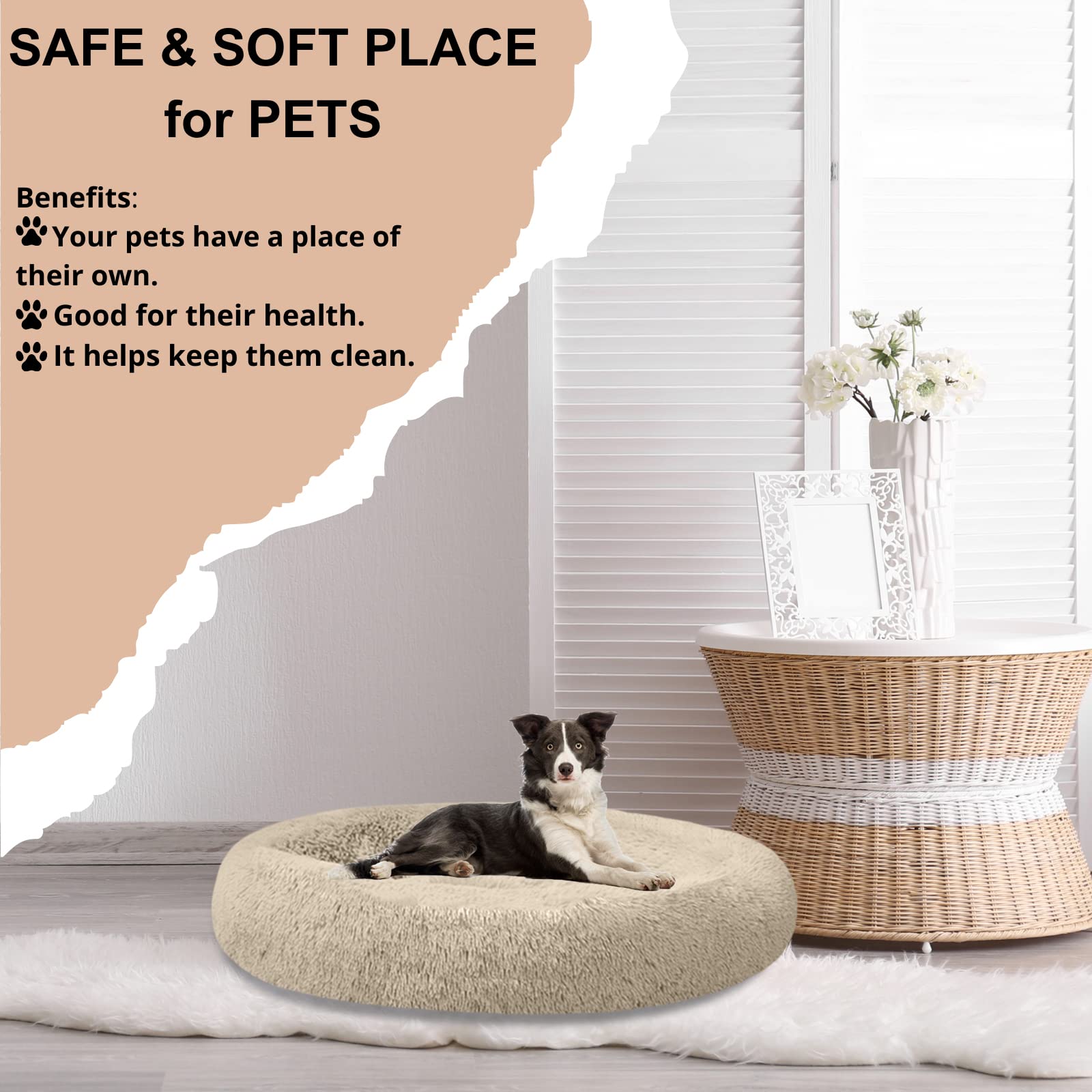 SAVFOX rosquilla felpa cama versátil para mascotas en casa.