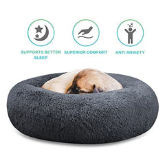SAVFOX Cama para perro calmo, vista lateral, soporte envolvente para seguridad.