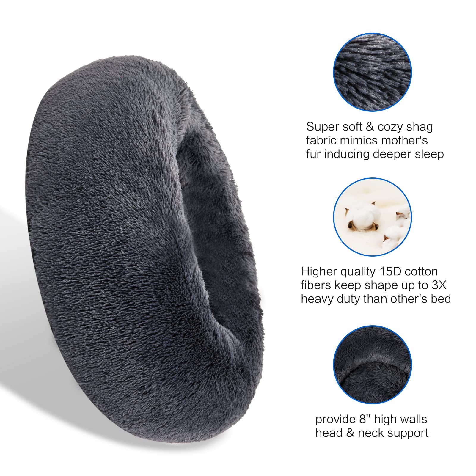 SAVFOX Cama donut para perros, exterior de peluche duradero