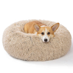 SAVFOX cama rosquilla de felpa para perro, soporte cálido para el descanso.