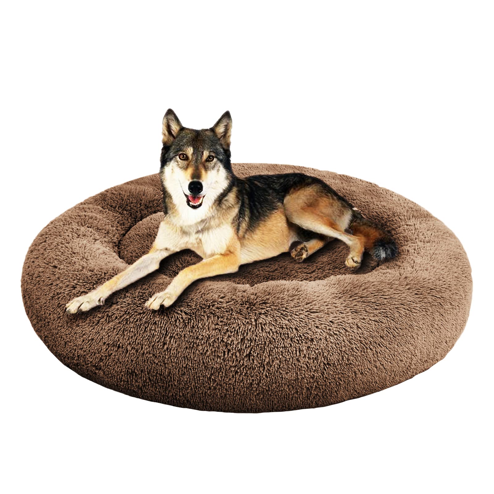 SAVFOX cama rosquilla plush frente, diseño acogedor para descanso seguro.