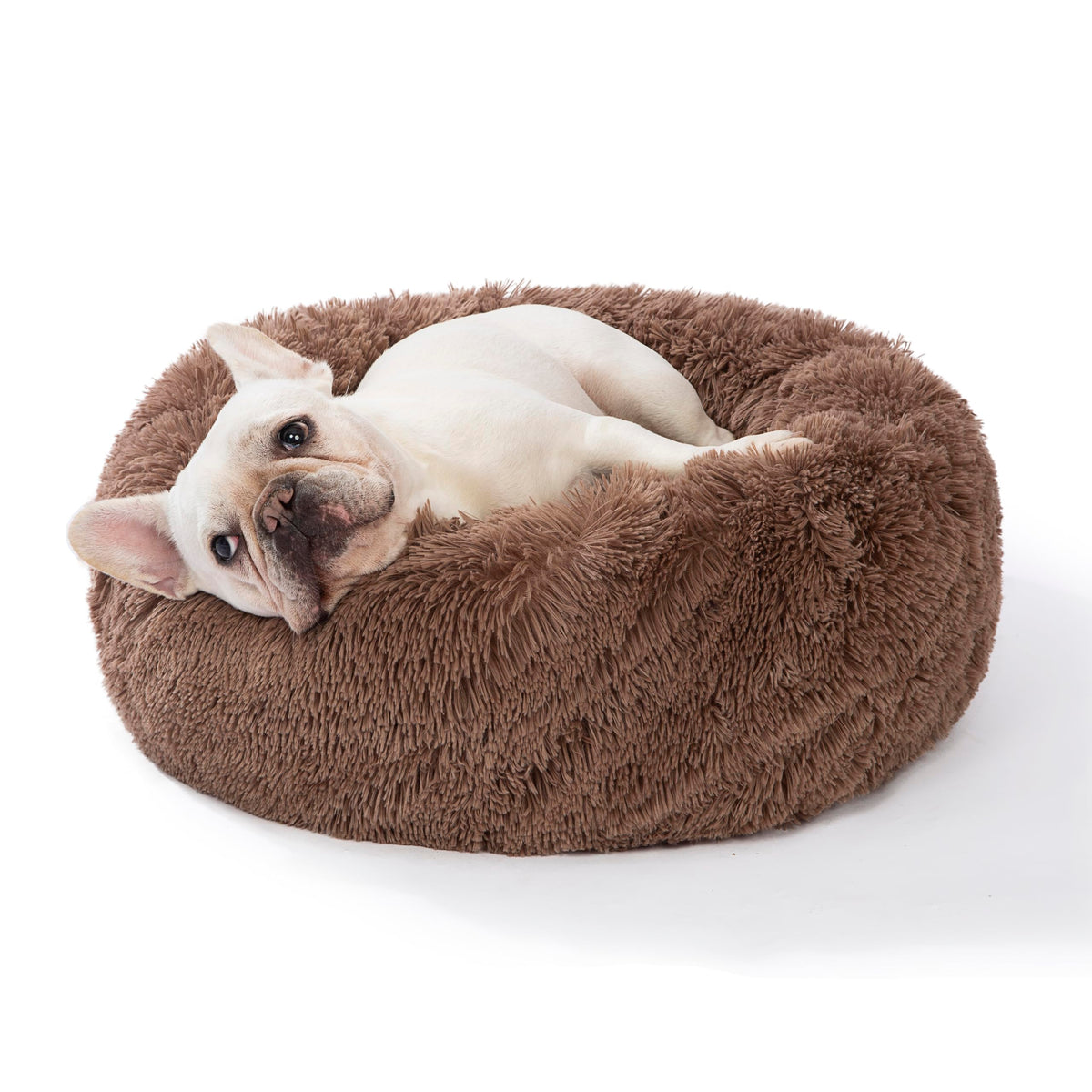 SAVFOX cama para perros en forma de rosquilla, antiestrés y soporte cómodo para cabeza y cuello