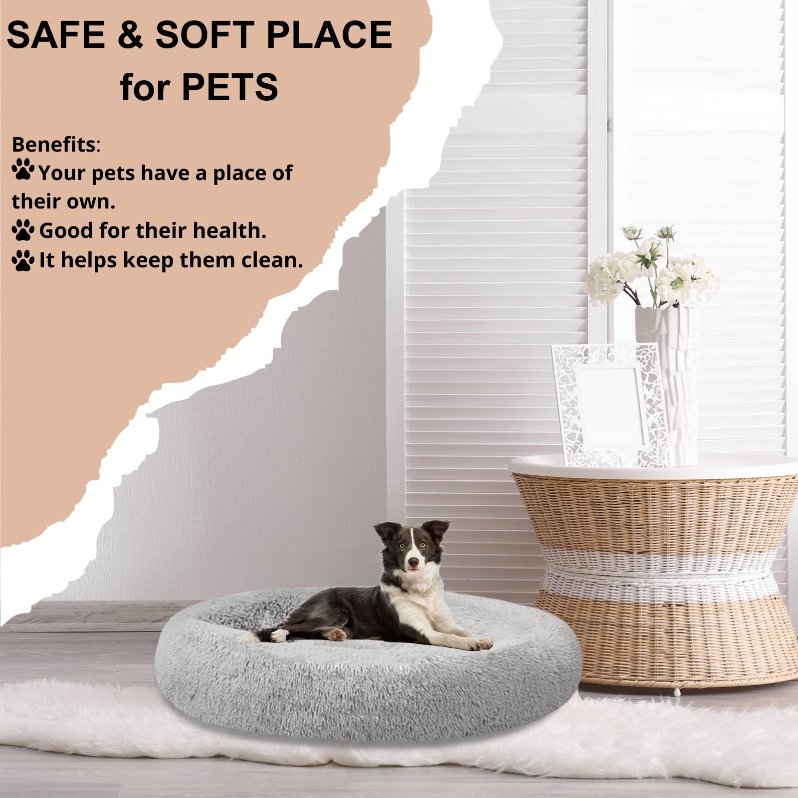 SAVFOX Cama rosquilla para Perros en dormitorio decorativo y cálido.