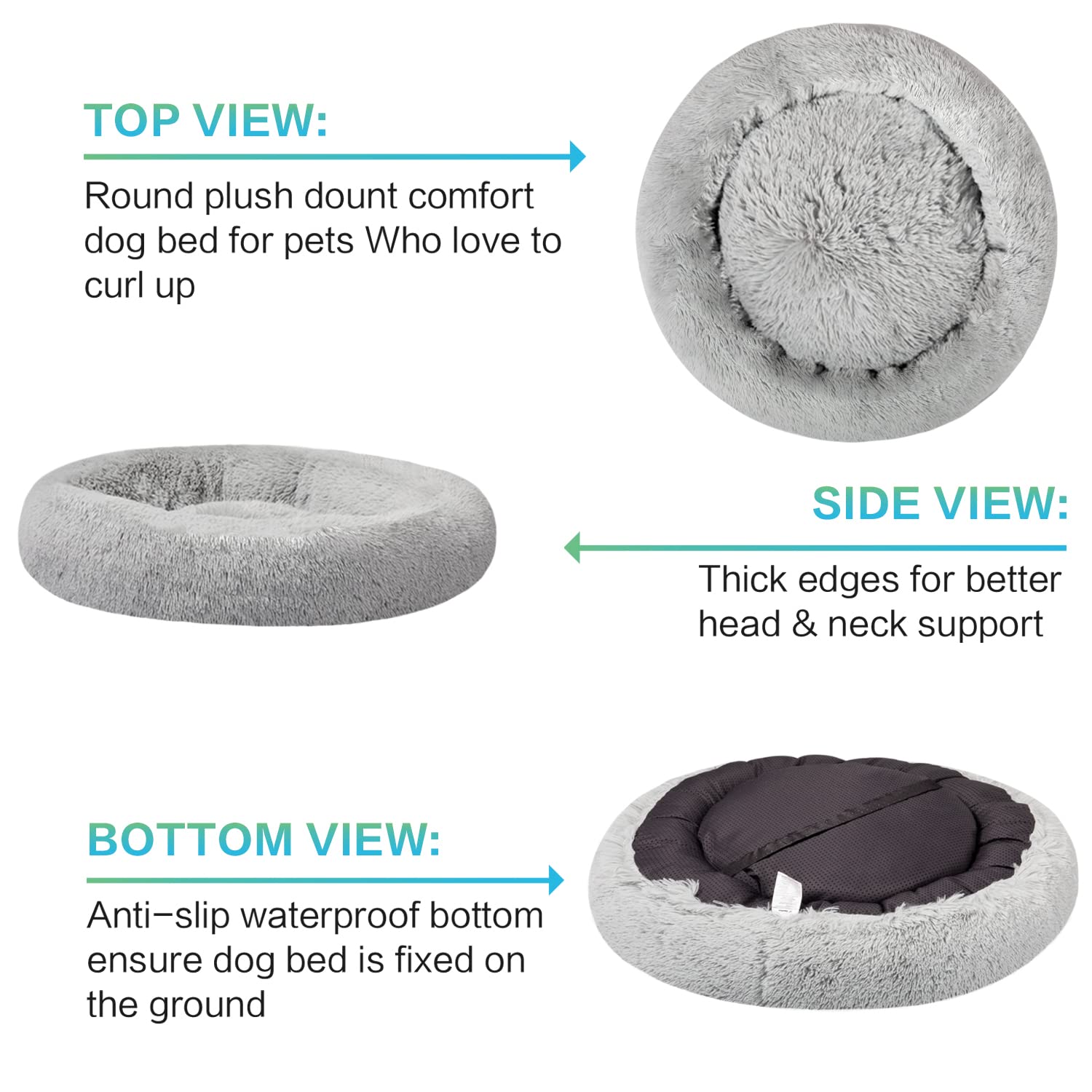 SAVFOX Cama rosquilla para Perros interior con felpa esponjosa para relajarse.