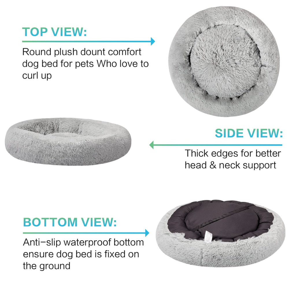 SAVFOX Cama rosquilla para Perros interior con felpa esponjosa para relajarse.
