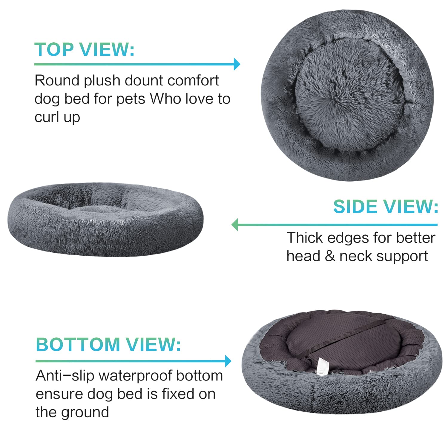 SAVFOX Cama donut con base antideslizante en suelos lisos