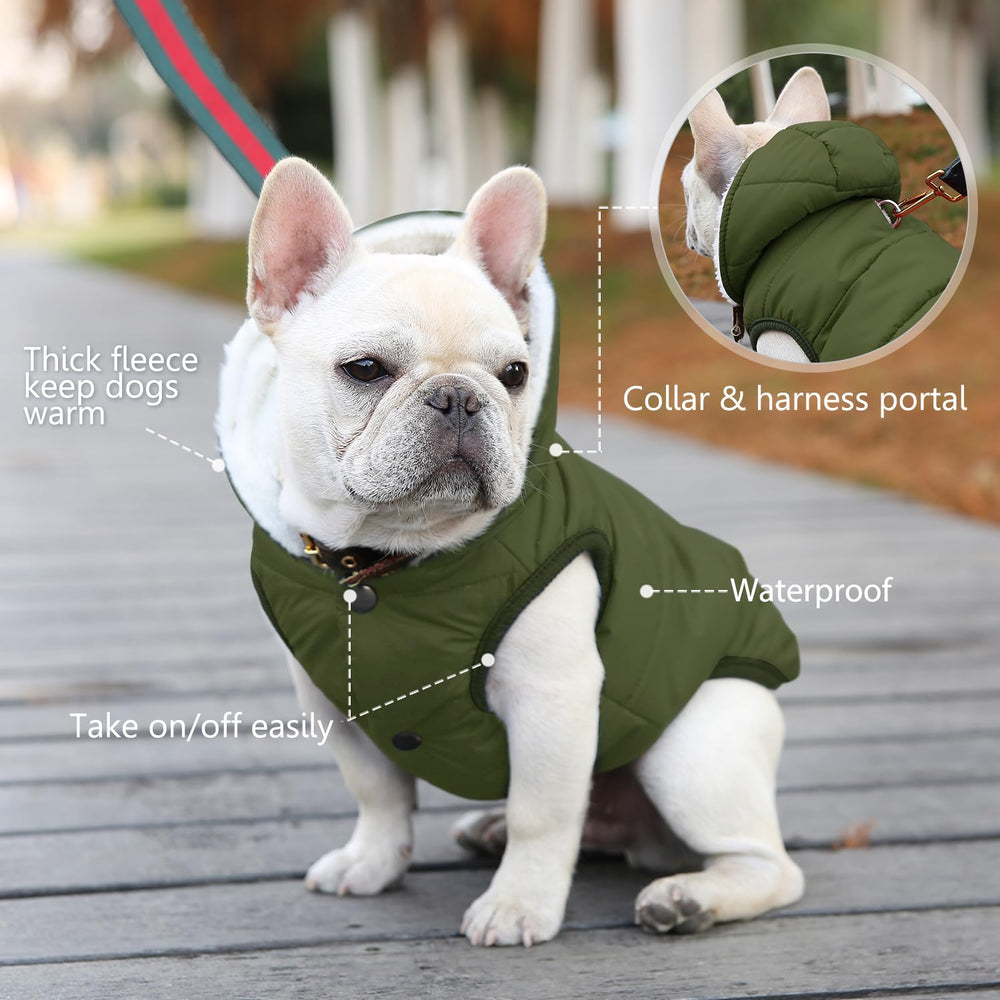 SAWMONG abrigo para perro con remaches metálicos, fácil de poner.