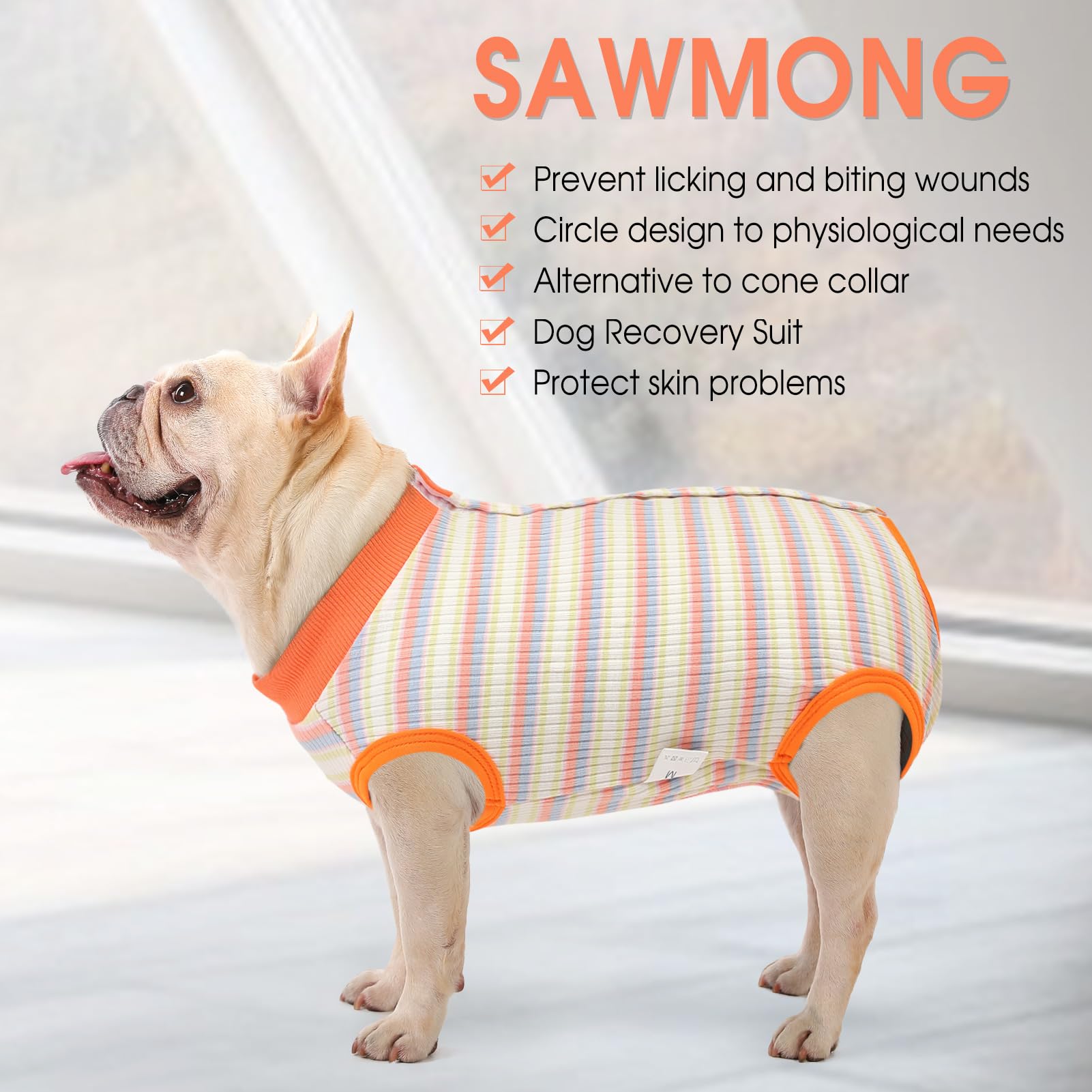 SAWMONG diseño de cuerpo completo para perro, permite moverse y comer.