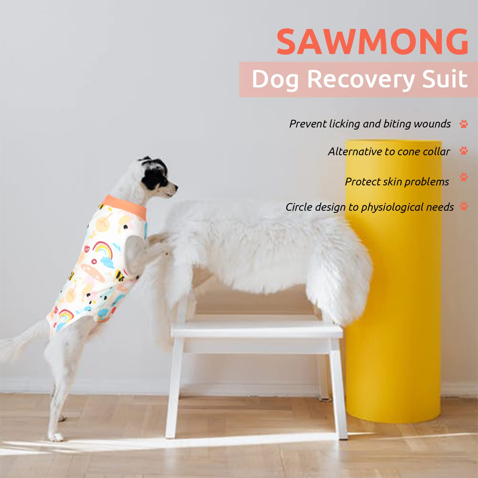 SAWMONG disfraz recuperación perro costuras resistentes para uso diario