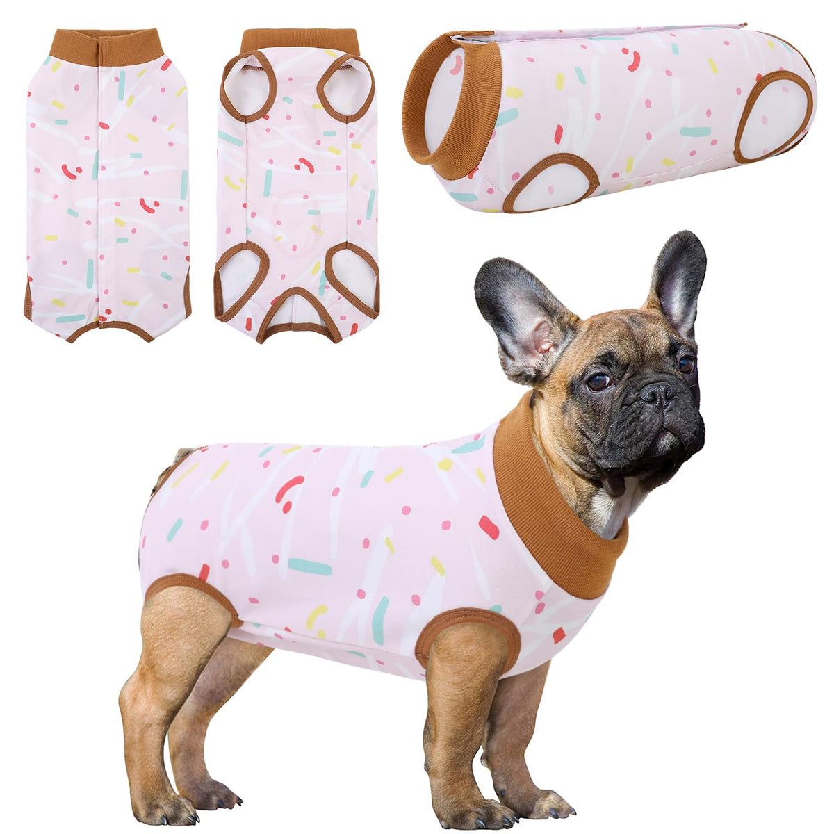 SAWMONG Recovery Suit para perro rosa, protección de heridas y movilidad.