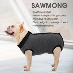 SAWMONG Recovery Suit para perros, dorso, diseño completo que evita lamidos.