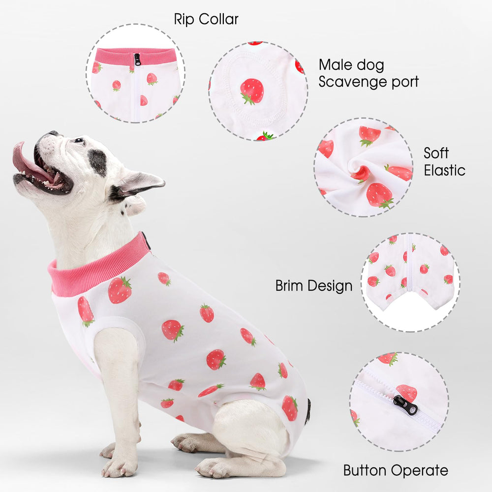 SAWMONG detalle de cremallera para colocar fácilmente el pijama canino.