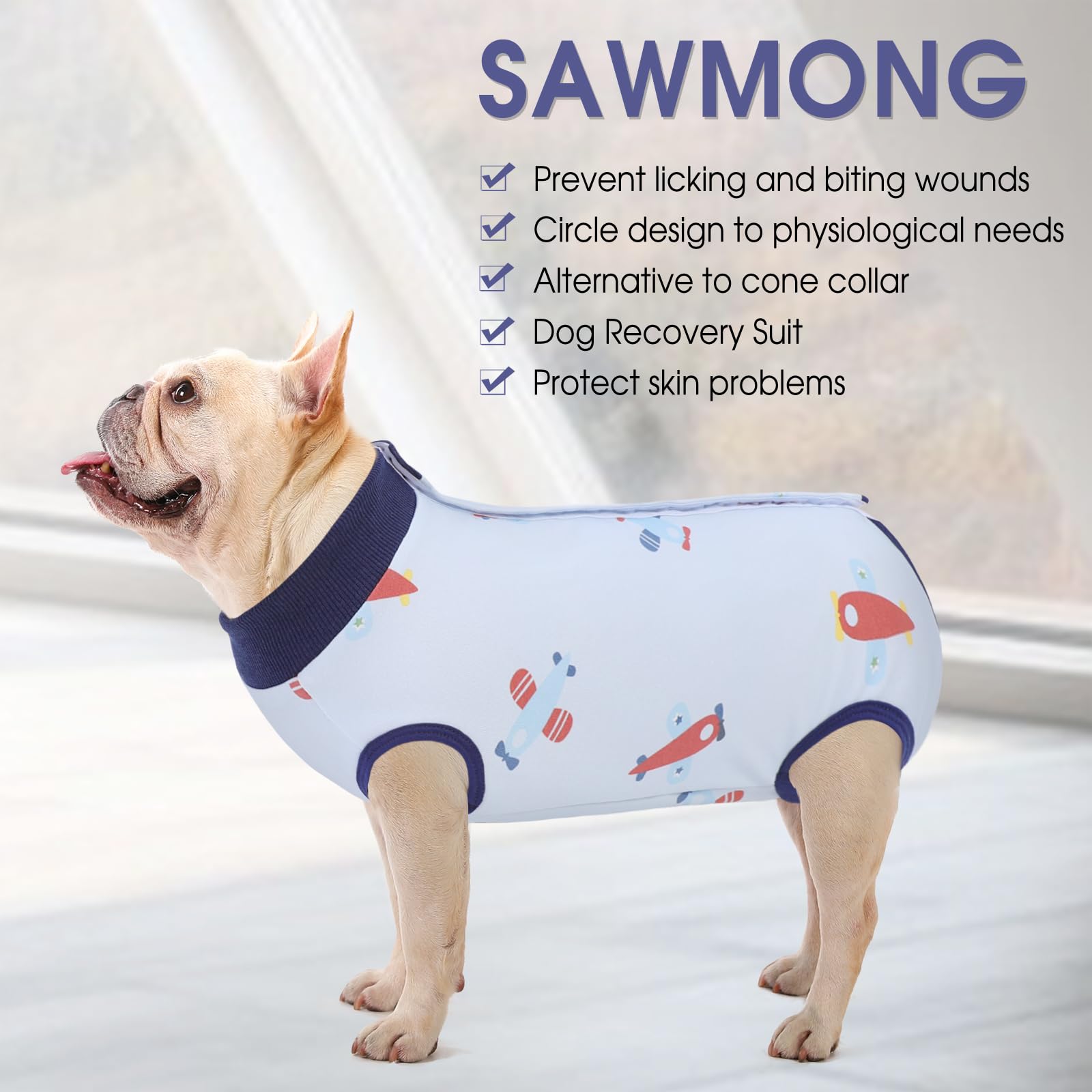 SAWMONG traje de recuperación para perros, vista trasera, comodidad y cobertura