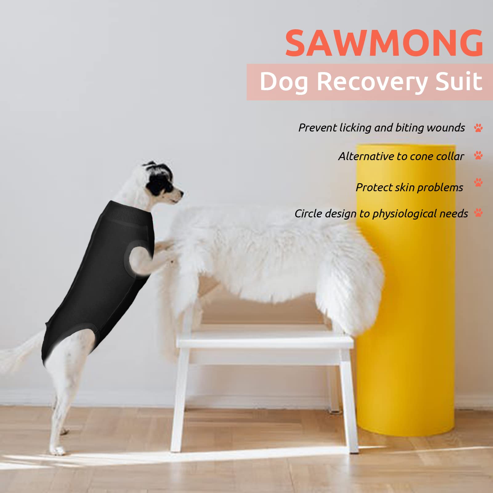 SAWMONG traje recuperación perro-uso diario: protección contra lamidos y suciedad