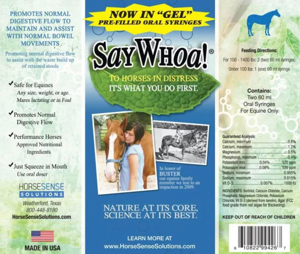 SayWhoa Gel: beneficios posibles para apoyar la digestión en caballos