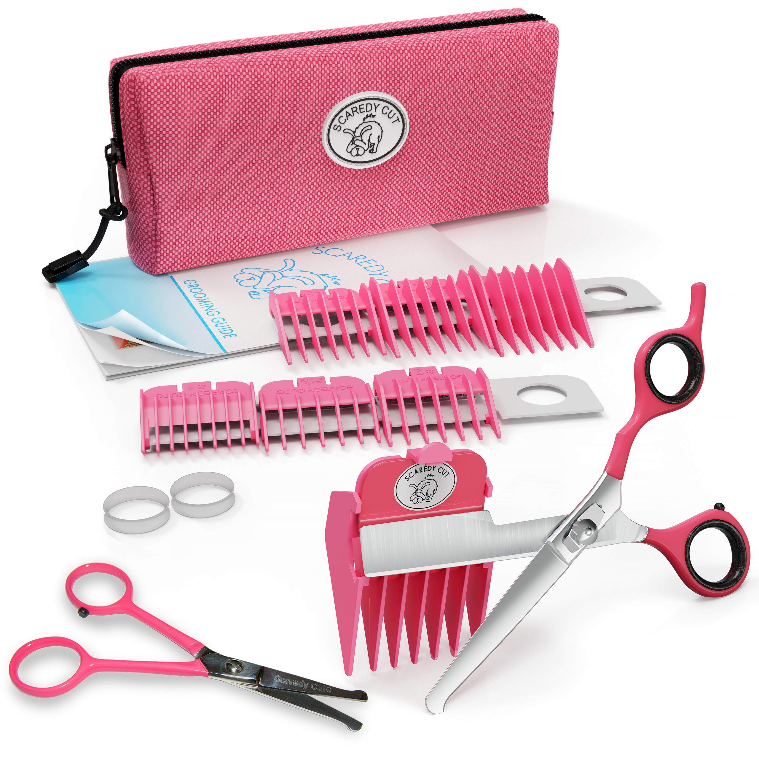 Scaredy Cut No Buzz: tijera de seguridad para precisión en perros pequeños, ideal para casa.