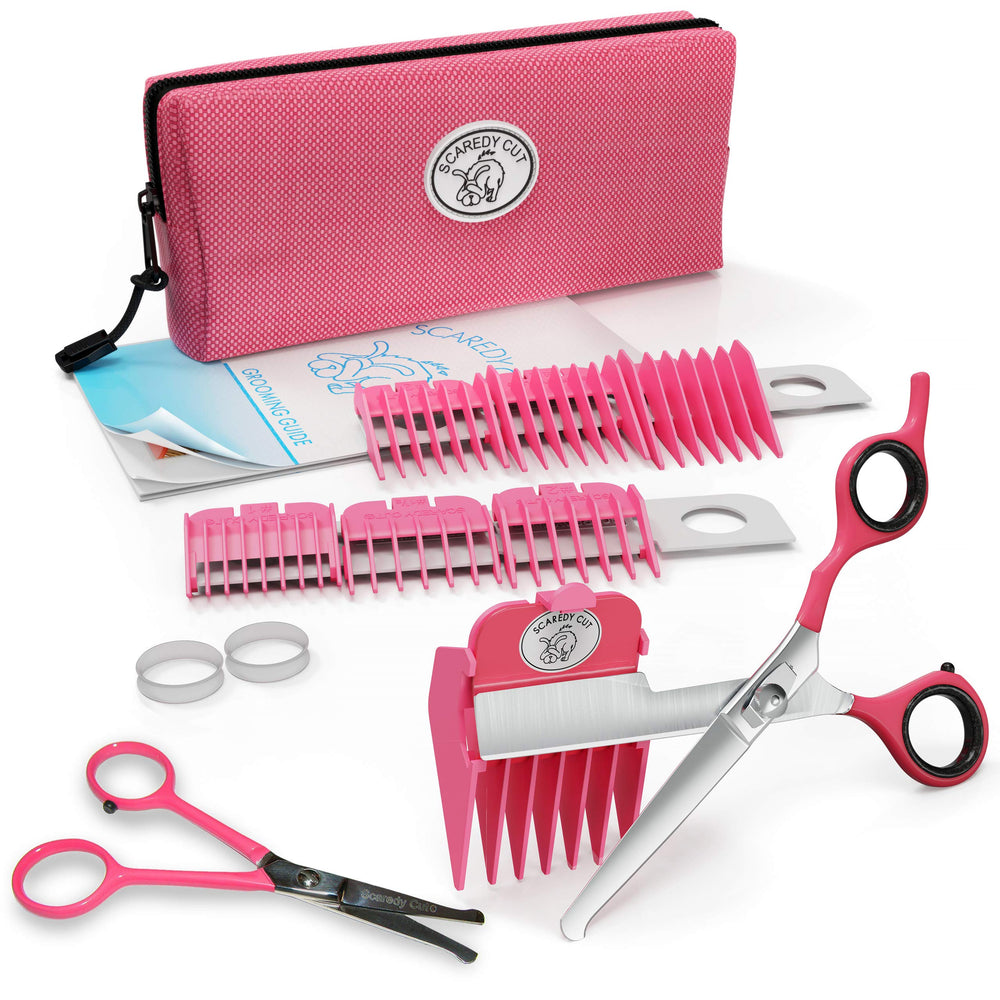Scaredy Cut No Buzz: tijera de seguridad para precisión en perros pequeños, ideal para casa.