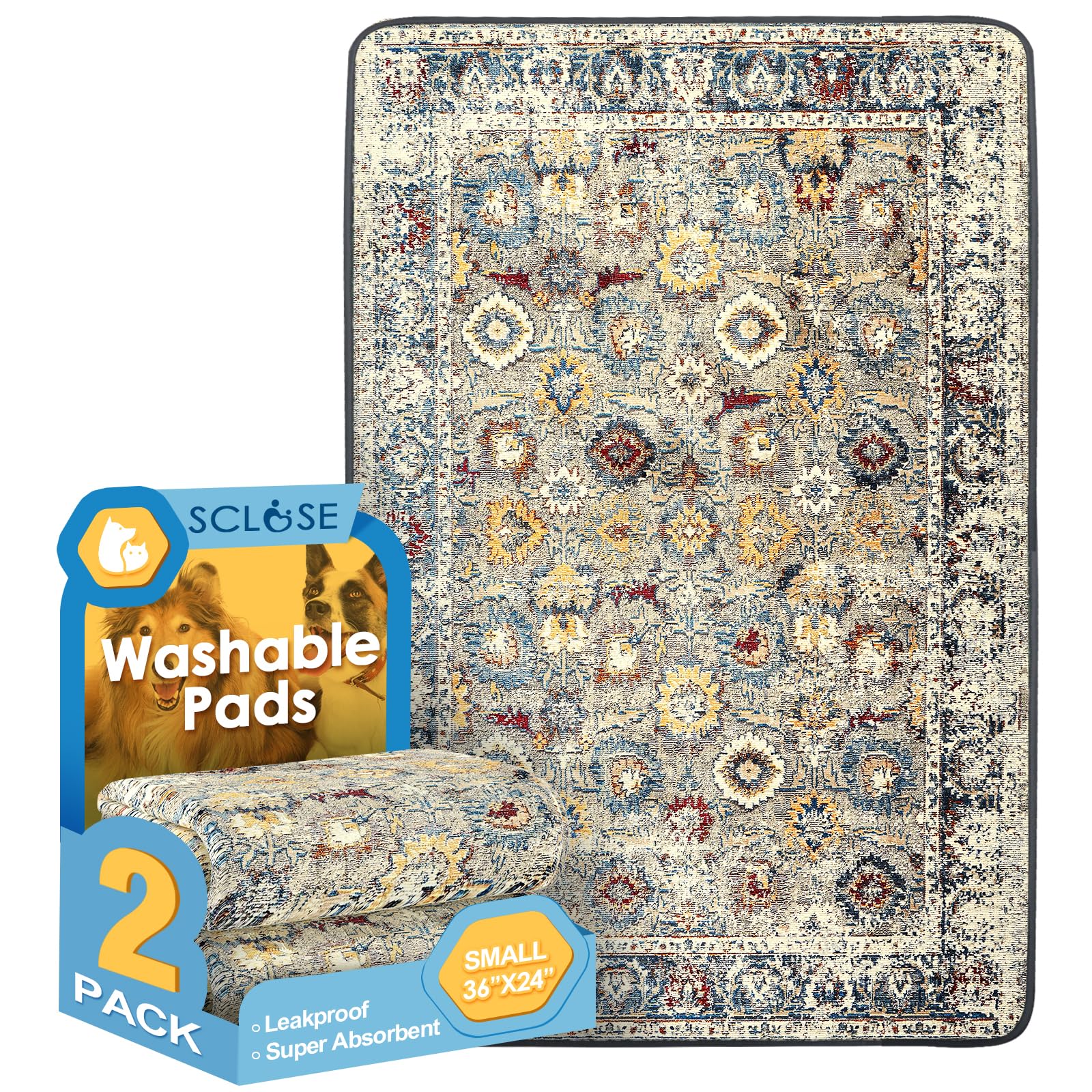SCLOSE almohadillas pipí para perros reutilizables 36x24 para uso diario.