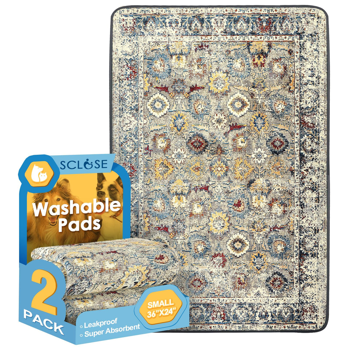 SCLOSE almohadillas pipí para perros reutilizables 36x24 para uso diario.