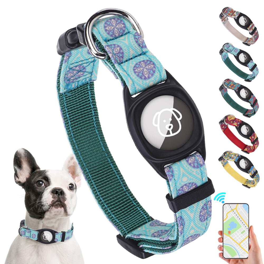 SCENEREAL collar Airtag ajustable verde para perros, seguridad ant pérdida.