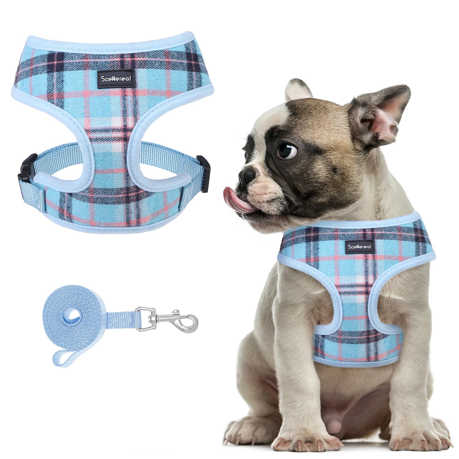 SCENEREAL arnés para perro puppy con malla azul, cómodo para paseos.