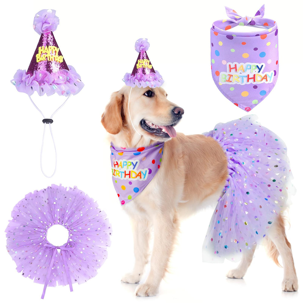 SCENEREAL bandana de cumpleaños para perros, accesorio suave para fotos divertidas.
