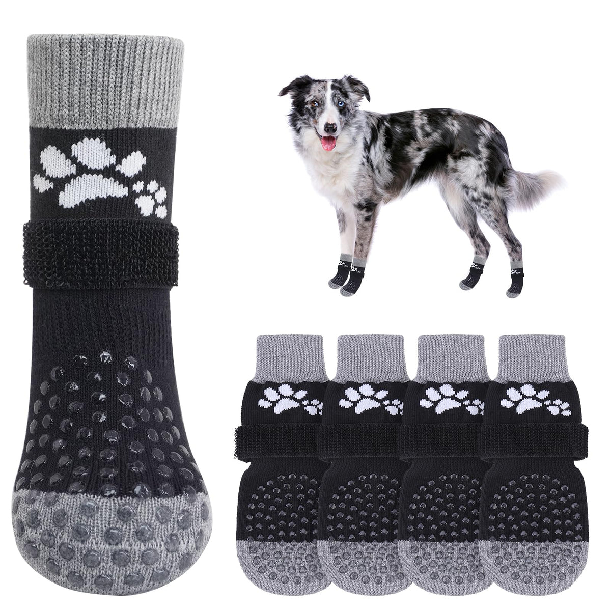 SCENEREAL calcetines antideslizantes para perros con agarre en las patas y sujeción segura