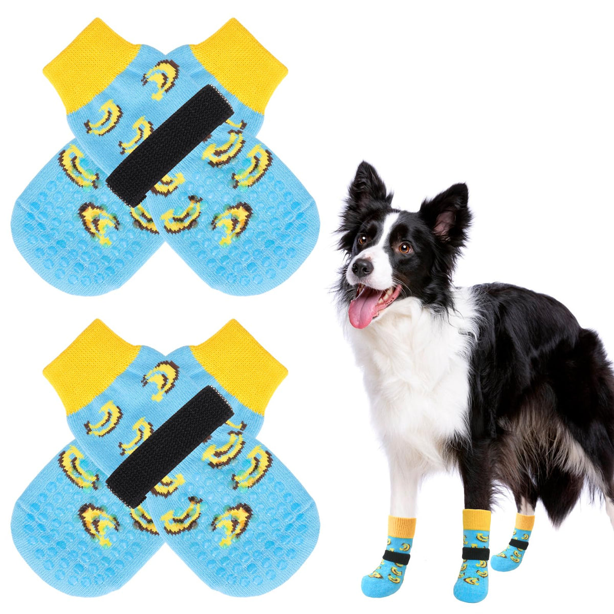 SCENEREAL Calcetines Antideslizantes para Perro, enfoque en piso de madera, evitan resbalones.