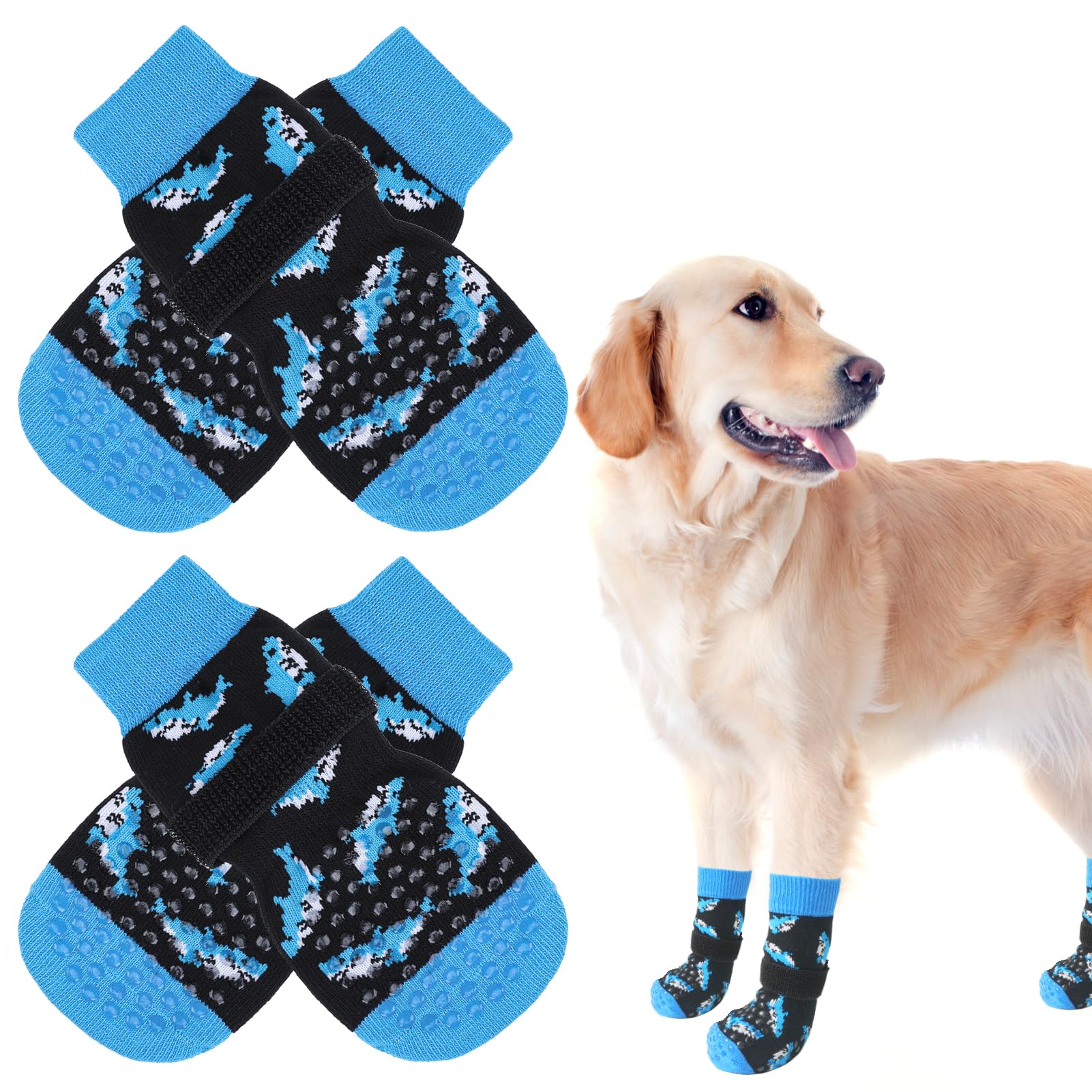 SCENEREAL calcetines antideslizantes para perros (frente): mejor agarre en suelos de madera.