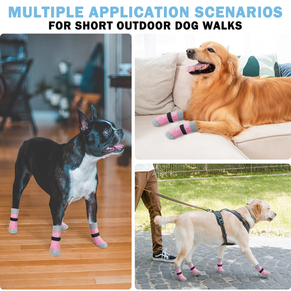 SCENEREAL Calcetines para perros con correa de ajuste evitan caídas durante paseos