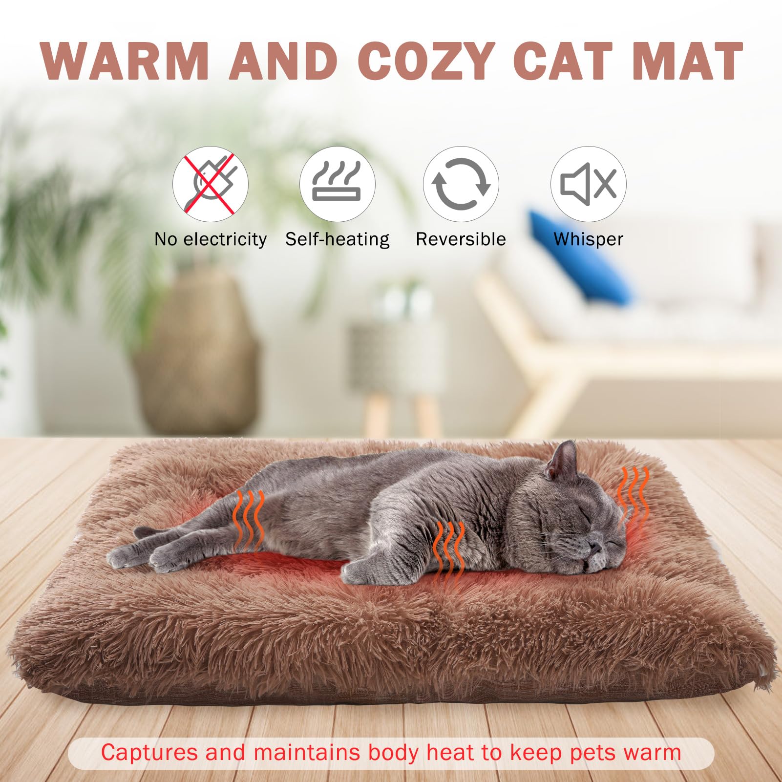 SCENEREAL cama gato doble lado para frío y calor