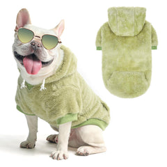 SCENEREAL casaca de forro polar para perro con capucha verde, abrigo cálido para paseos.