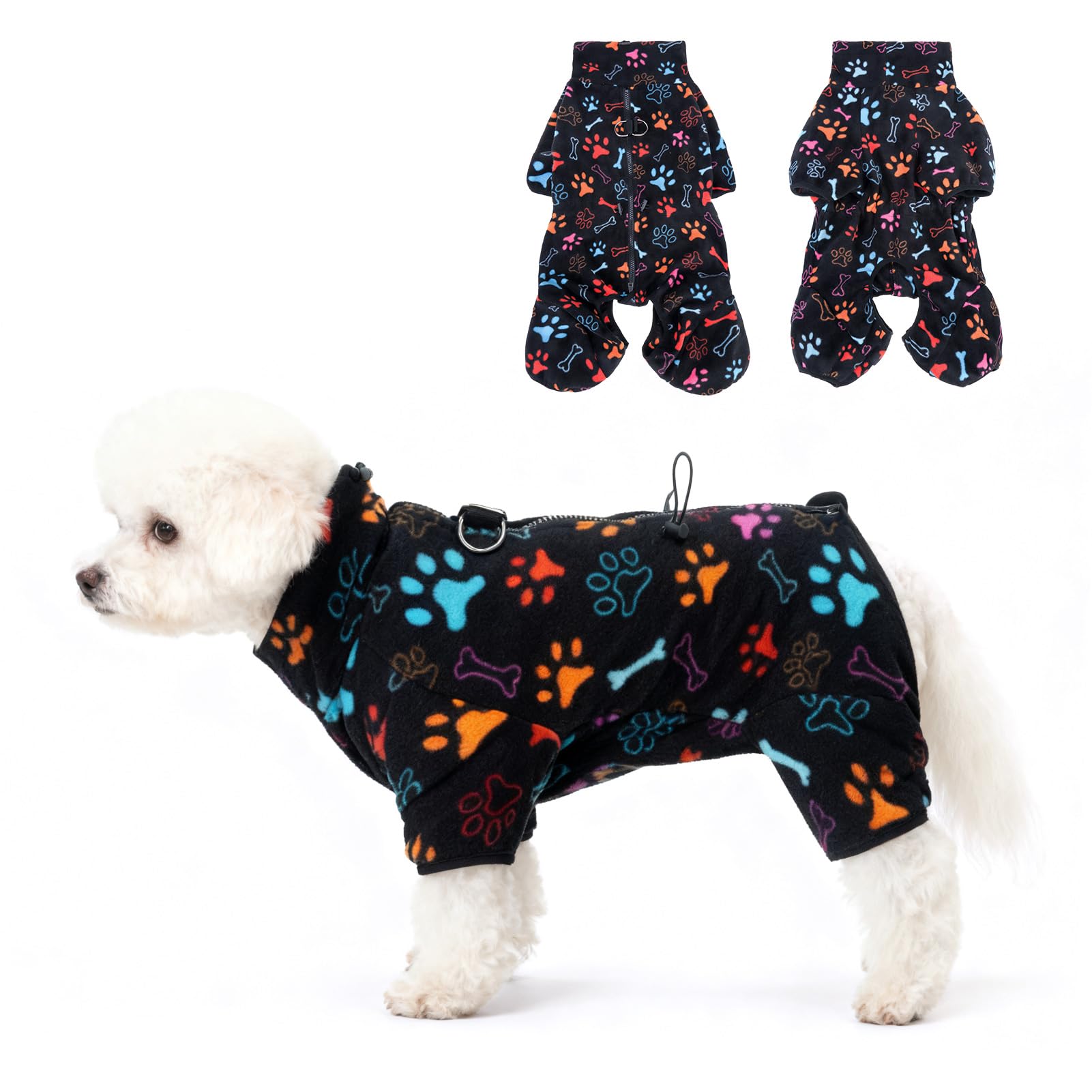 SCENEREAL chaqueta para perro con forro polar y bordados de huesos, comodidad para paseos