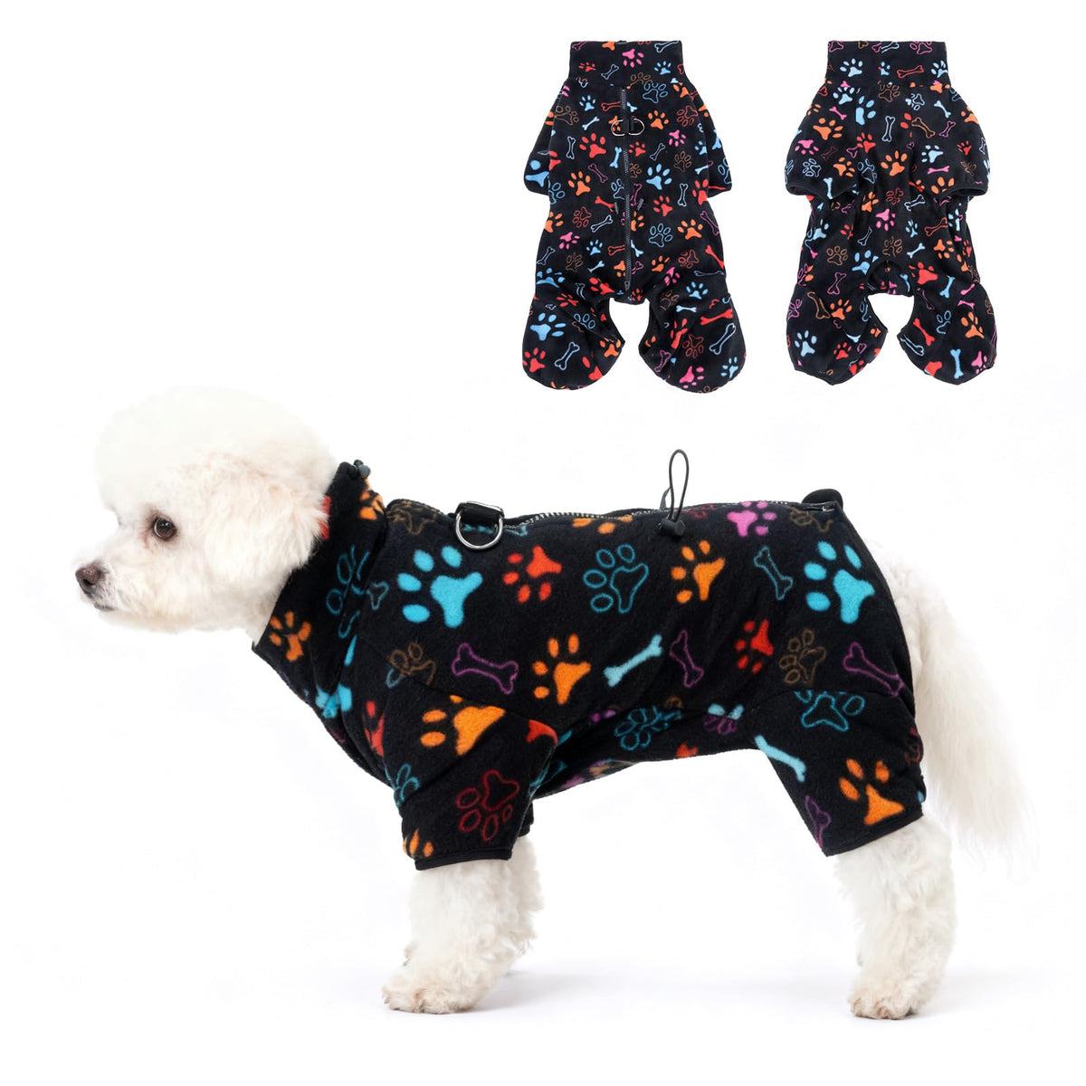 SCENEREAL chaqueta para perro con forro polar y bordados de huesos, comodidad para paseos