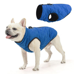 SCENEREAL chaleco para perro con arnés integrado, vista frontal, ideal para paseos fríos.