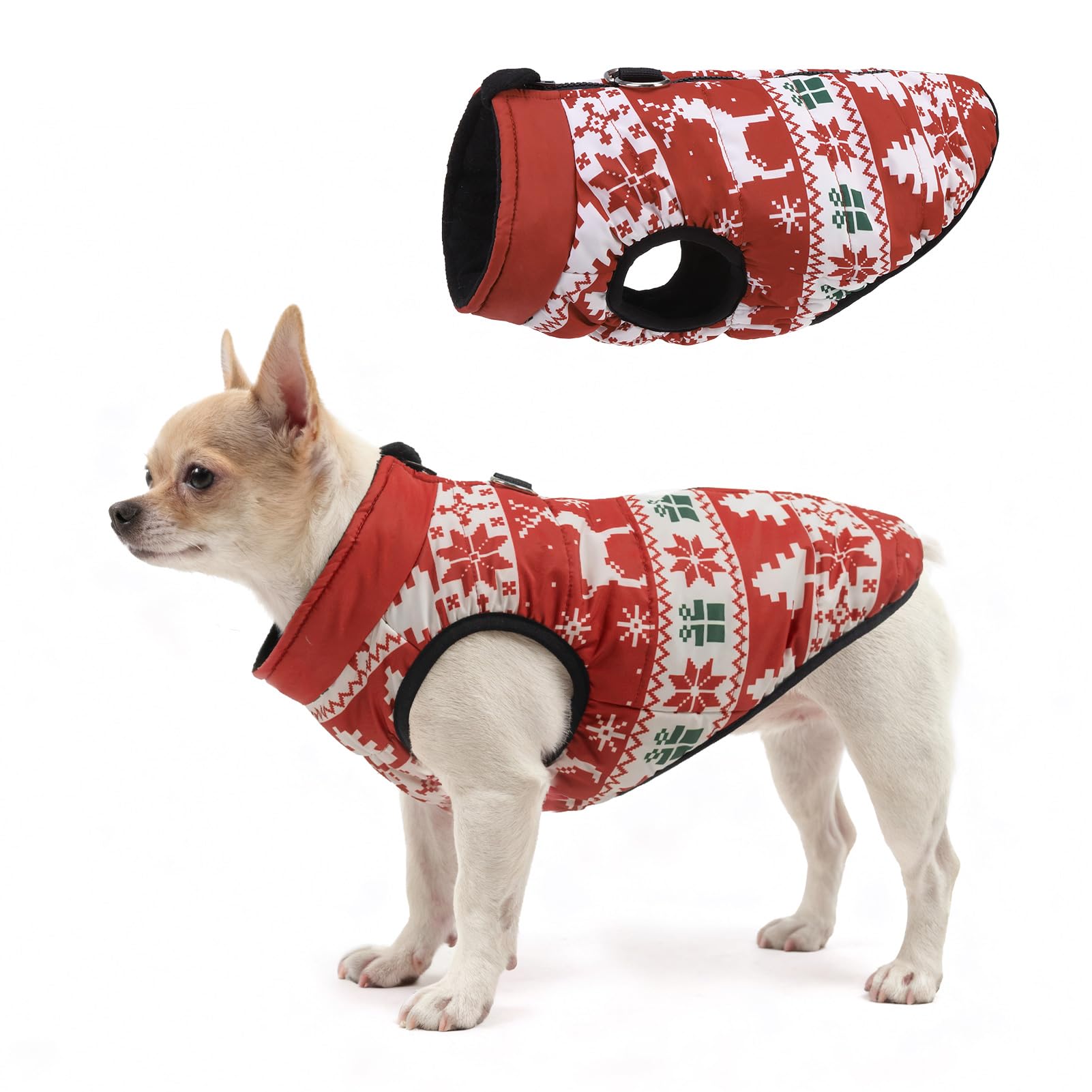 SCENEREAL chaleco para perro con arnés integrado, ideal para paseos invernales.