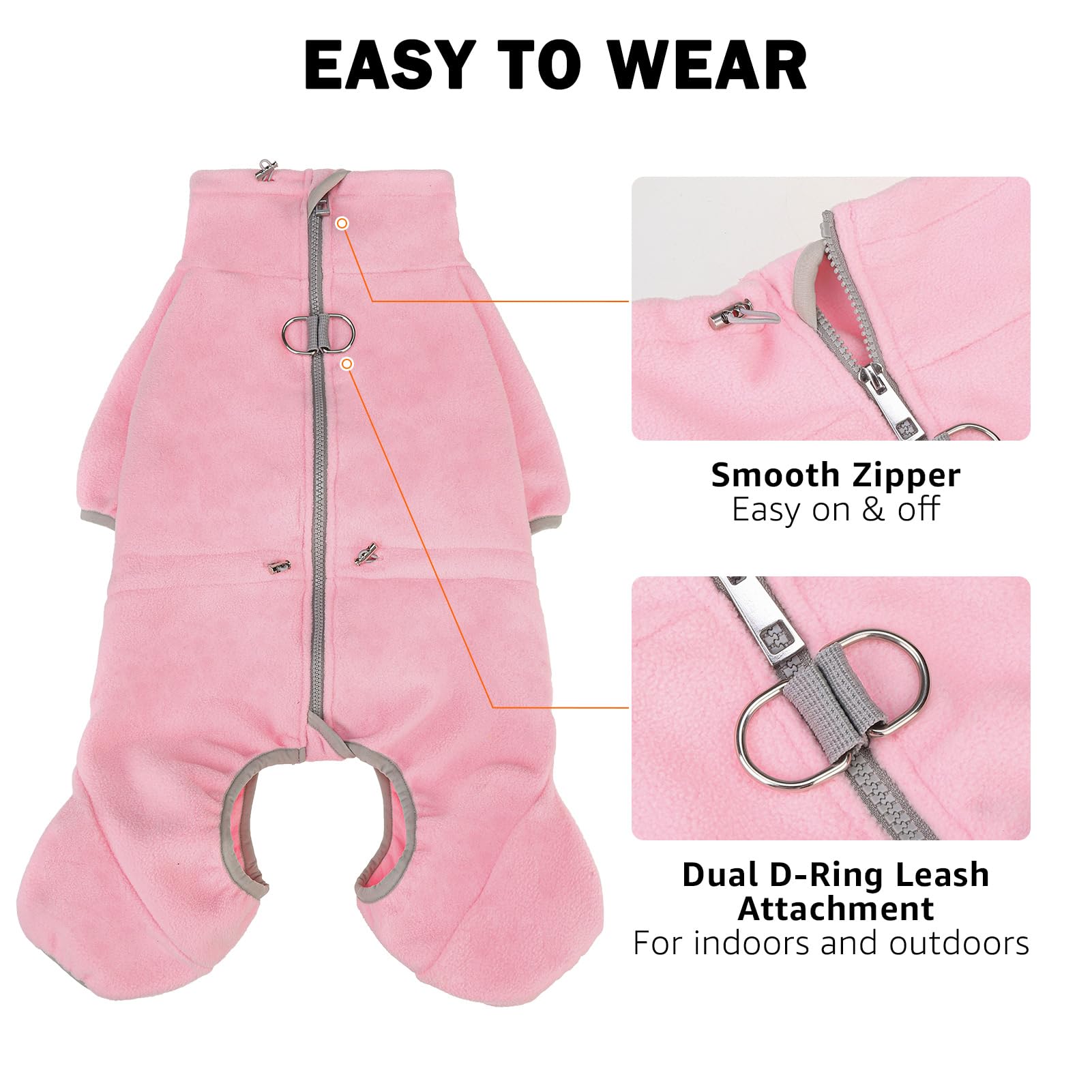 SCENEREAL chaqueta de forro polar para perro con cierre trasero.