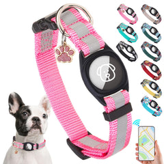 SCENEREAL collar con soporte para localizador Apple, rosa M, presenta diseño seguro para ubicar al perro