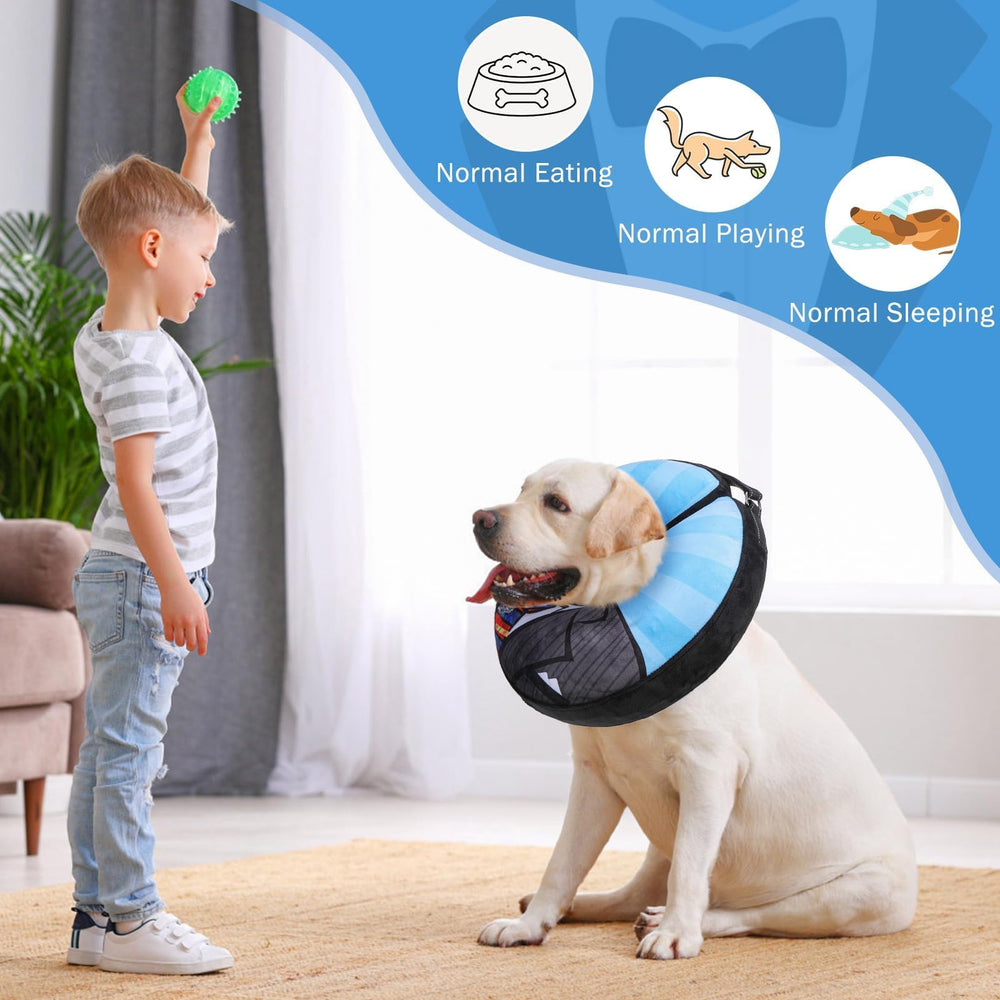 SCENEREAL Collar-donut estampado traje negro, diseño divertido para mascotas