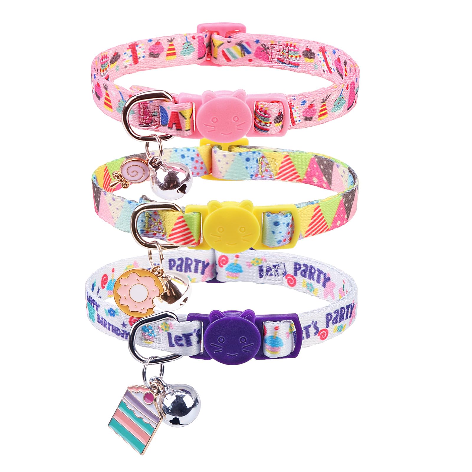 SCENEREAL collar gato cumpleaños con ajuste cómodo de 3 piezas
