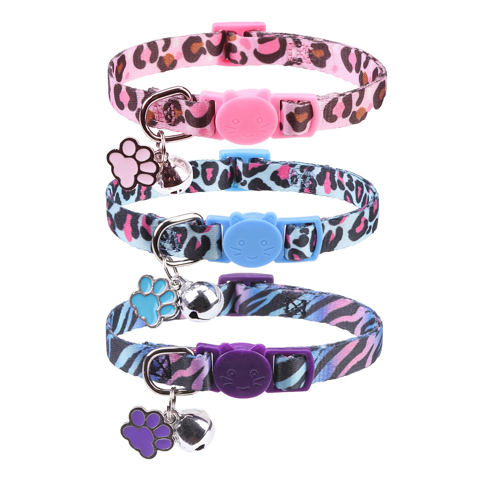 SCENEREAL collar gato desprendible rosado leopardo para seguridad y estilo.