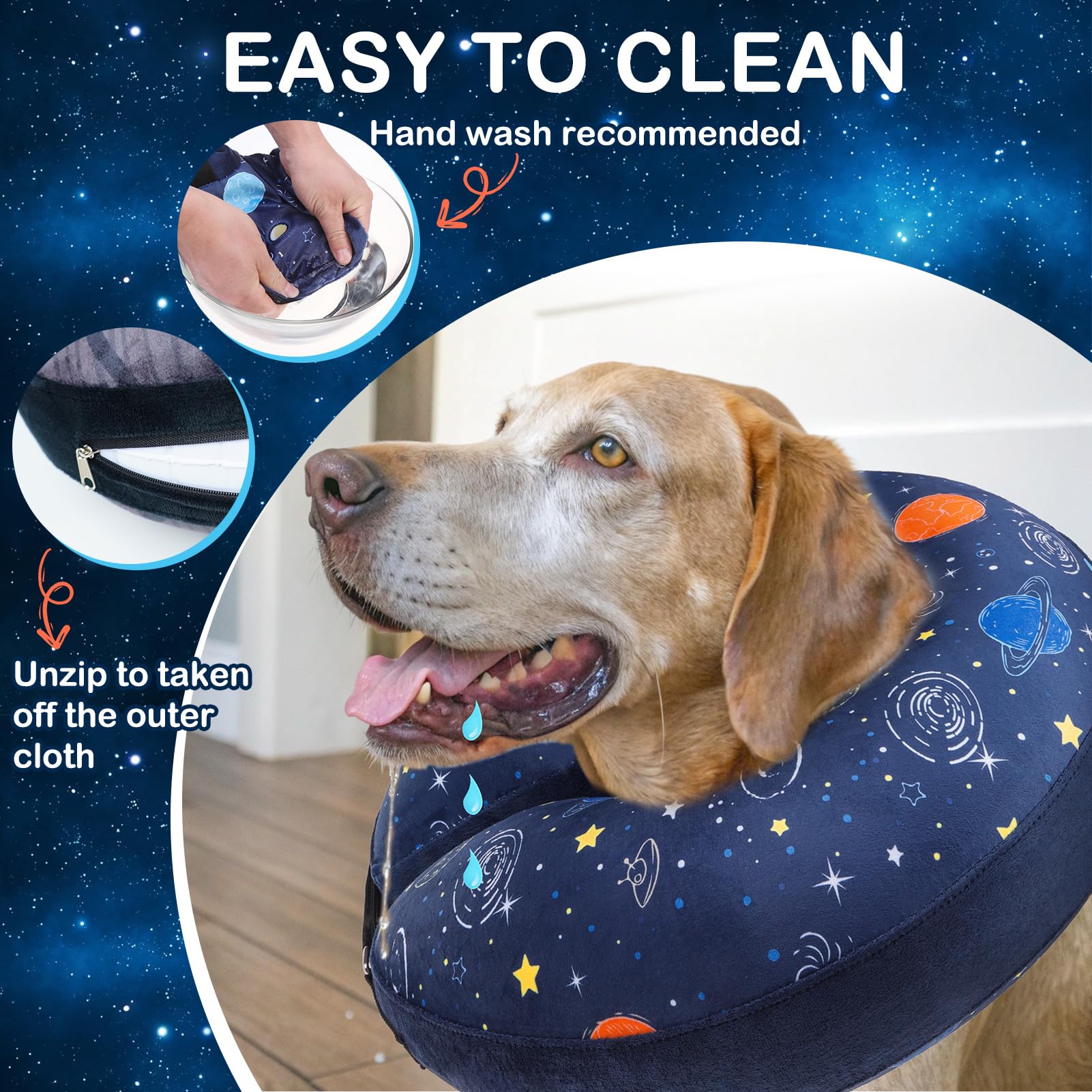 SCENEREAL Collar Inflable fácil de limpiar para lavado rápido.